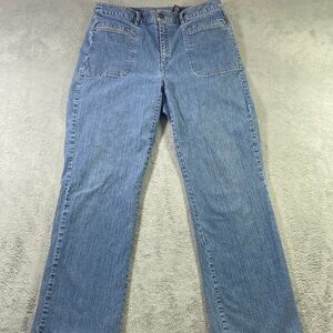 Crazy Horse Jeans Women Size 12 Stretch Denim Straight Leg Back Button Pockets
